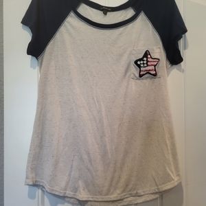 Womens short sleeve shirt with American star on pocket